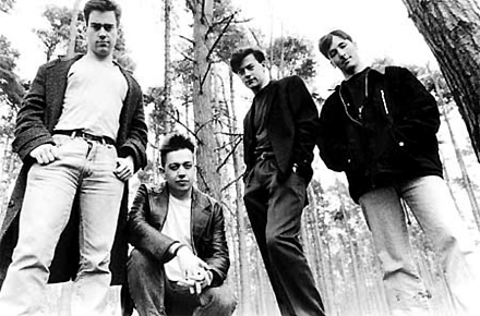 Dayglo Fishermen - Peter Fothergill, Sean Wills, Richard Burton and Eamonn Maddick - Promotional photo for the Magic Organ album - 1992