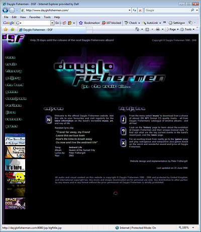 Dayglo Fishermen Homepage, October 2003 - July 2008